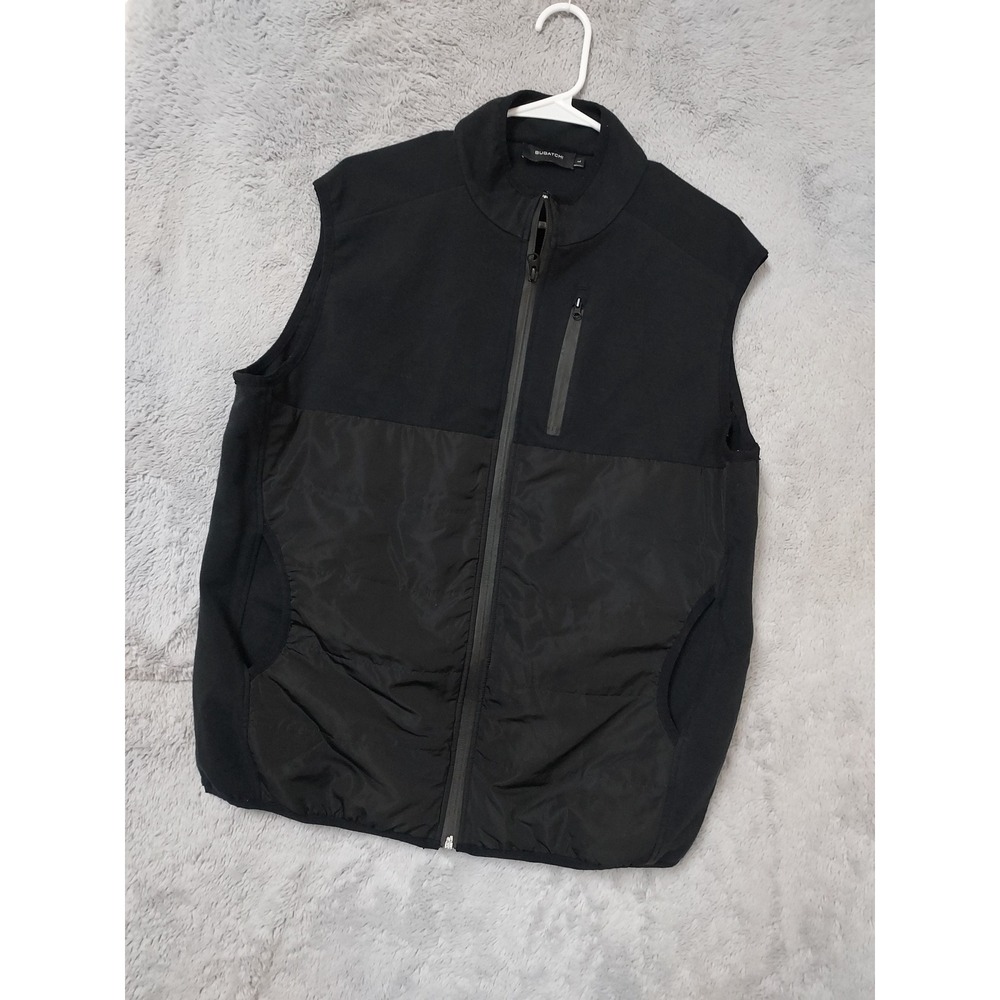 Bugatchi Jacket Mens Size Large Full Zip Solid Vest Black Mock Neck Pockets L